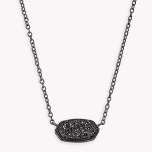 Brand New Kendra Scott Elisa Pendant Necklace in Black Drusy